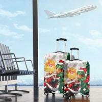 Cheer Santa Claus T-Rex Luggage Cover Merry Beermas Christmas - Wonder Print Shop