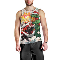 Cheer Santa Claus T-Rex Men Tank Top Merry Beermas Christmas - Wonder Print Shop