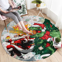 Cheer Santa Claus T-Rex Round Carpet Merry Beermas Christmas