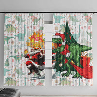 Cheer Santa Claus T-Rex Window Curtain Merry Beermas Christmas - Wonder Print Shop