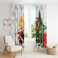 Cheer Santa Claus T-Rex Window Curtain Merry Beermas Christmas - Wonder Print Shop