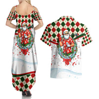 Santa Golf Club Couples Matching Summer Maxi Dress and Hawaiian Shirt Christmas Winter Style - Wonder Print Shop