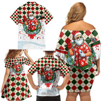 Santa Golf Club Family Matching Off Shoulder Short Dress and Hawaiian Shirt Christmas Winter Style - Wonder Print Shop