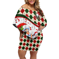 Santa Golf Club Family Matching Off Shoulder Short Dress and Hawaiian Shirt Christmas Winter Style - Wonder Print Shop