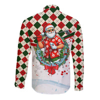 Santa Golf Club Long Sleeve Button Shirt Christmas Winter Style - Wonder Print Shop