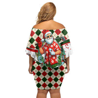 Santa Golf Club Off Shoulder Short Dress Christmas Winter Style - Wonder Print Shop