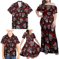 Xmas Skulls Love Christmas Cocktails Family Matching Off Shoulder Maxi Dress and Hawaiian Shirt - Wonder Print Shop
