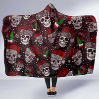 Xmas Skulls Love Christmas Cocktails Hooded Blanket
