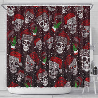 Xmas Skulls Love Christmas Cocktails Shower Curtain