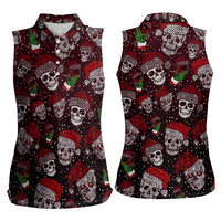 Xmas Skulls Love Christmas Cocktails Women Sleeveless Polo Shirt - Wonder Print Shop