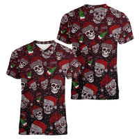 Xmas Skulls Love Christmas Cocktails Women V-Neck T-Shirt - Wonder Print Shop