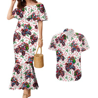 BRAAAP! Motorbike Santa Christmas Couples Matching Mermaid Dress and Hawaiian Shirt - Wonder Print Shop