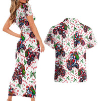 BRAAAP! Motorbike Santa Christmas Couples Matching Short Sleeve Bodycon Dress and Hawaiian Shirt - Wonder Print Shop