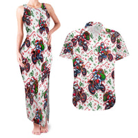 BRAAAP! Motorbike Santa Christmas Couples Matching Tank Maxi Dress and Hawaiian Shirt - Wonder Print Shop