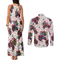 BRAAAP! Motorbike Santa Christmas Couples Matching Tank Maxi Dress and Long Sleeve Button Shirt - Wonder Print Shop