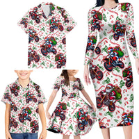 BRAAAP! Motorbike Santa Christmas Family Matching Long Sleeve Bodycon Dress and Hawaiian Shirt - Wonder Print Shop