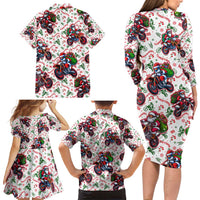 BRAAAP! Motorbike Santa Christmas Family Matching Long Sleeve Bodycon Dress and Hawaiian Shirt - Wonder Print Shop