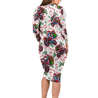 BRAAAP! Motorbike Santa Christmas Family Matching Long Sleeve Bodycon Dress and Hawaiian Shirt - Wonder Print Shop