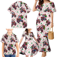 BRAAAP! Motorbike Santa Christmas Family Matching Mermaid Dress and Hawaiian Shirt - Wonder Print Shop
