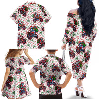 BRAAAP! Motorbike Santa Christmas Family Matching Off The Shoulder Long Sleeve Dress and Hawaiian Shirt - Wonder Print Shop