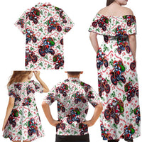 BRAAAP! Motorbike Santa Christmas Family Matching Off Shoulder Maxi Dress and Hawaiian Shirt - Wonder Print Shop