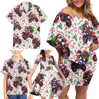BRAAAP! Motorbike Santa Christmas Family Matching Off Shoulder Short Dress and Hawaiian Shirt - Wonder Print Shop