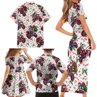 BRAAAP! Motorbike Santa Christmas Family Matching Short Sleeve Bodycon Dress and Hawaiian Shirt - Wonder Print Shop