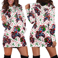 BRAAAP! Motorbike Santa Christmas Hoodie Dress - Wonder Print Shop
