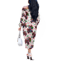 BRAAAP! Motorbike Santa Christmas Off The Shoulder Long Sleeve Dress - Wonder Print Shop