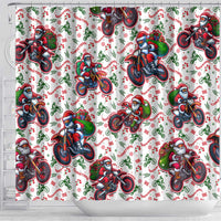 BRAAAP! Motorbike Santa Christmas Shower Curtain