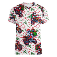 BRAAAP! Motorbike Santa Christmas Women V-Neck T-Shirt - Wonder Print Shop
