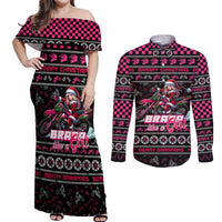 Braap Live A Girl Couples Matching Off Shoulder Maxi Dress and Long Sleeve Button Shirt Christmas Merry Braapmas - Wonder Print Shop