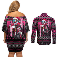 Braap Live A Girl Couples Matching Off Shoulder Short Dress and Long Sleeve Button Shirt Christmas Merry Braapmas - Wonder Print Shop
