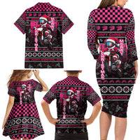 Braap Live A Girl Family Matching Long Sleeve Bodycon Dress and Hawaiian Shirt Christmas Merry Braapmas - Wonder Print Shop