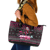 Braap Live A Girl Leather Tote Bag Christmas Merry Braapmas - Wonder Print Shop
