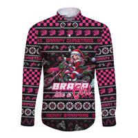 Braap Live A Girl Long Sleeve Button Shirt Christmas Merry Braapmas - Wonder Print Shop