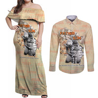 Personalized Father And Son Couples Matching Off Shoulder Maxi Dress and Long Sleeve Button Shirt Gift for Dad - Wonder Print Shop
