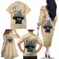 Personalized Father And Son Family Matching Off The Shoulder Long Sleeve Dress and Hawaiian Shirt Gift for Dad - Wonder Print Shop