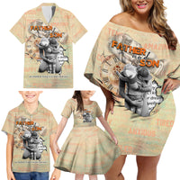 Personalized Father And Son Family Matching Off Shoulder Short Dress and Hawaiian Shirt Gift for Dad - Wonder Print Shop