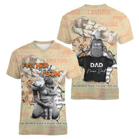 Personalized Father And Son Women V Neck T Shirt Gift for Dad - Wonder Print Shop