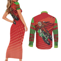 Braaap Couples Matching Short Sleeve Bodycon Dress and Long Sleeve Button Shirt Motorcross Santa Christmas - Wonder Print Shop