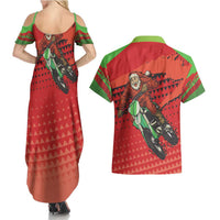 Braaap Couples Matching Summer Maxi Dress and Hawaiian Shirt Motorcross Santa Christmas - Wonder Print Shop