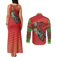 Braaap Couples Matching Tank Maxi Dress and Long Sleeve Button Shirt Motorcross Santa Christmas - Wonder Print Shop