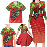 Braaap Family Matching Long Sleeve Bodycon Dress and Hawaiian Shirt Motorcross Santa Christmas - Wonder Print Shop