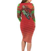 Braaap Family Matching Long Sleeve Bodycon Dress and Hawaiian Shirt Motorcross Santa Christmas - Wonder Print Shop