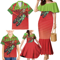 Braaap Family Matching Mermaid Dress and Hawaiian Shirt Motorcross Santa Christmas - Wonder Print Shop