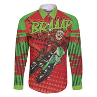 Braaap Family Matching Off The Shoulder Long Sleeve Dress and Hawaiian Shirt Motorcross Santa Christmas - Wonder Print Shop