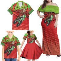 Braaap Family Matching Off Shoulder Maxi Dress and Hawaiian Shirt Motorcross Santa Christmas - Wonder Print Shop