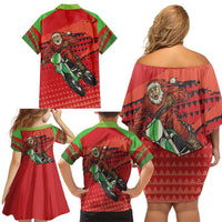 Braaap Family Matching Off Shoulder Short Dress and Hawaiian Shirt Motorcross Santa Christmas - Wonder Print Shop