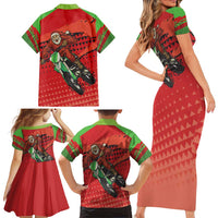 Braaap Family Matching Short Sleeve Bodycon Dress and Hawaiian Shirt Motorcross Santa Christmas - Wonder Print Shop